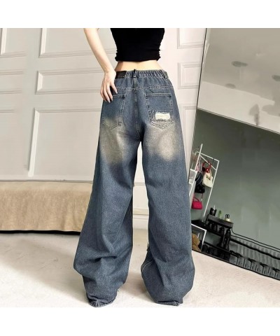 Women's Flare Jeans Irregular Strap Jeans Loose Wide Leg Pants Jeans, S-4XL 2-blue $10.79 Jeans