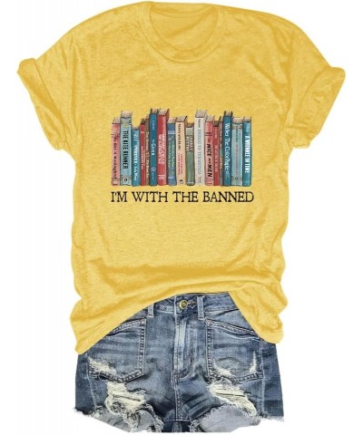 I'm with The Banned Tshirt Women Banned Books Shirt Book Lovers Gift Shirts Casual Librarian Short Sleeve Tee Tops Style B 6 ...