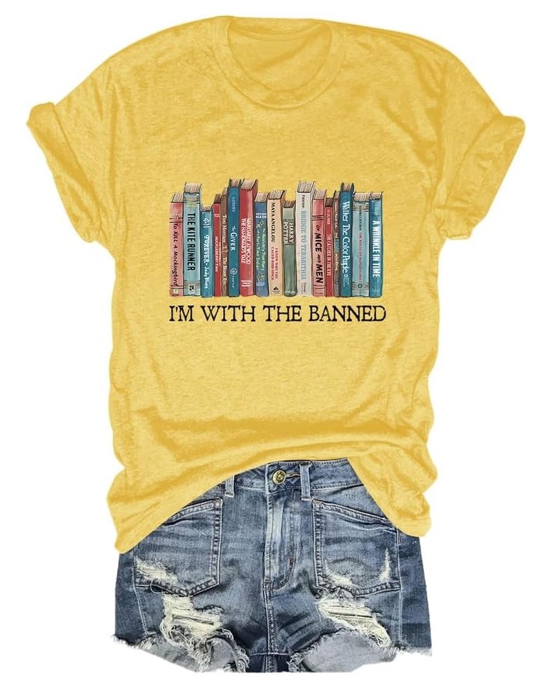 I'm with The Banned Tshirt Women Banned Books Shirt Book Lovers Gift Shirts Casual Librarian Short Sleeve Tee Tops Style B 6 ...