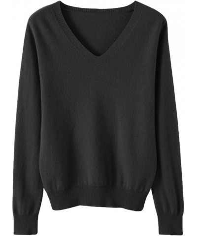 Cashmere Sweaters for Women,100% Cashmere Long Sleeve Crew Neck Lightweight Soft Knitted Pullover Knitted Jumpers 3-black $10...