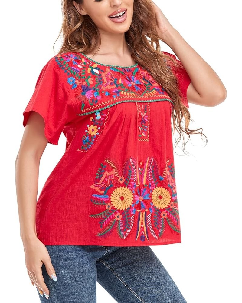 Women's Mexican Peasant Blouse Cotton Tops White Shirt 920r $19.79 Tops