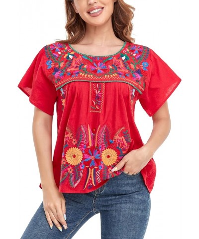 Women's Mexican Peasant Blouse Cotton Tops White Shirt 920r $19.79 Tops