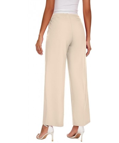 High Waist Dress Pants for Women Summer Casual Wide Leg Work Pants Trousers with Pockets Beige $10.91 Pants