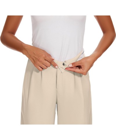 High Waist Dress Pants for Women Summer Casual Wide Leg Work Pants Trousers with Pockets Beige $10.91 Pants