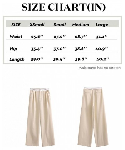 High Waist Dress Pants for Women Summer Casual Wide Leg Work Pants Trousers with Pockets Beige $10.91 Pants