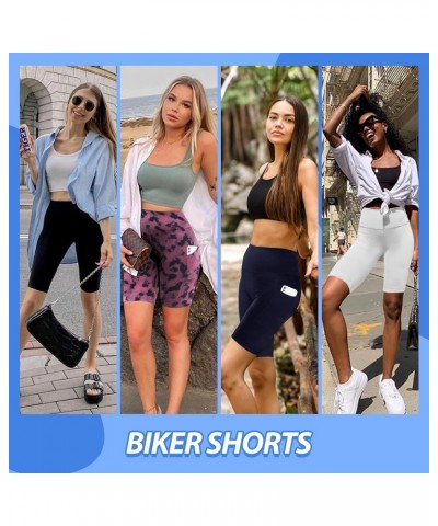 Biker Shorts for Women with Pockets - 8" Workout High Waisted Tummy Control Spandex Yoga Shorts Black Tie Dye $8.99 Activewear