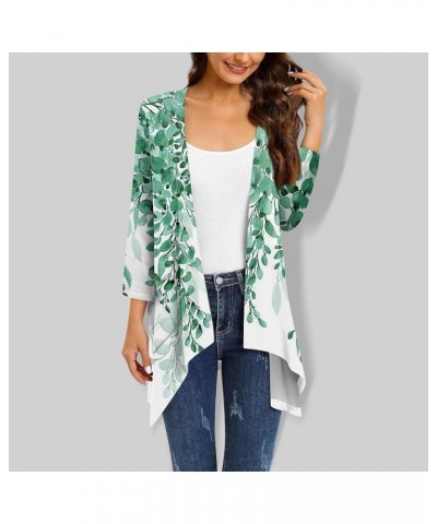 Plus Size Cardigan Asymmetric Hem Draped Cute 3/4 Sleeve Summer Tops Vintage Flowy Half Sleeves Jacket with Pocket & Z-green ...