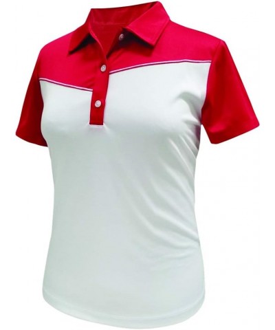 Women's West Contrast Block Polo Shirt 2454 White/Red $9.34 Shirts