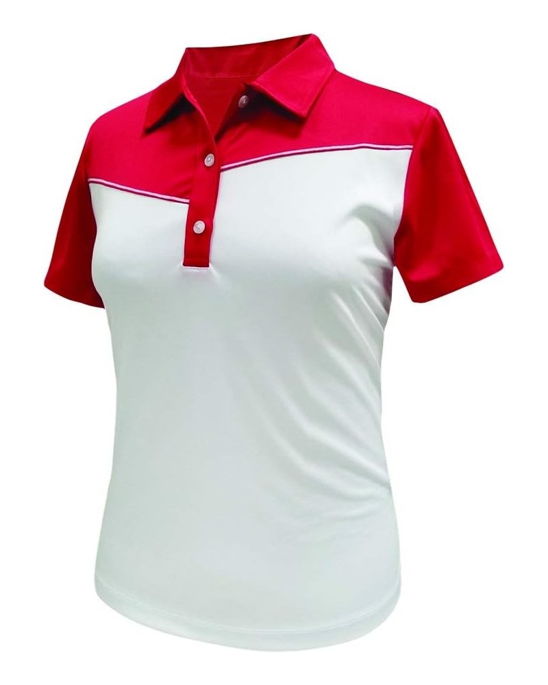 Women's West Contrast Block Polo Shirt 2454 White/Red $9.34 Shirts