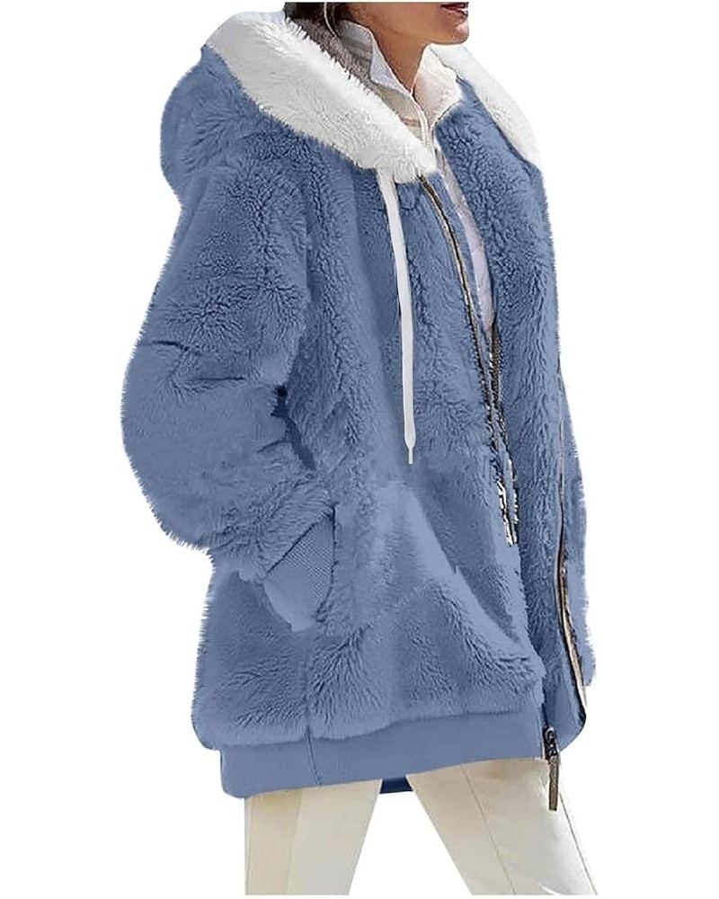 Wool Cotton Coats Winter Coats For Women Wool Fur Coats Lightweight Fashion Warm Trendy Hoodies 04-light Blue $9.96 Coats