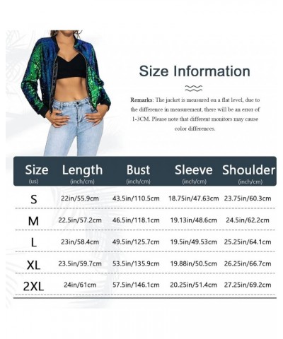 Women's Sequin Long Sleeve Jackets Glitter Open Front Zipper Blazer Bomber Jacket Sparkly Coats Green $20.16 Jackets