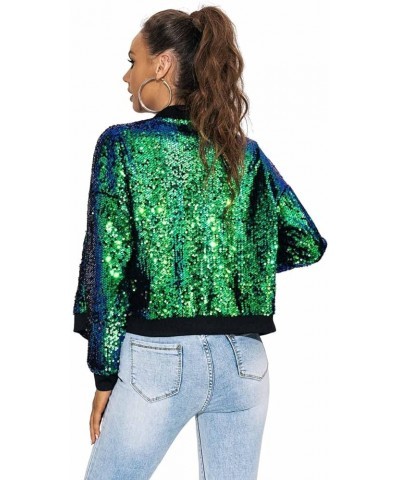 Women's Sequin Long Sleeve Jackets Glitter Open Front Zipper Blazer Bomber Jacket Sparkly Coats Green $20.16 Jackets