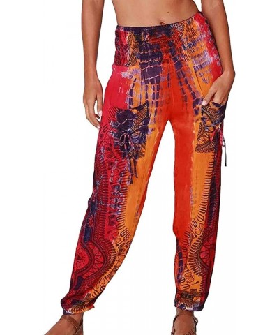 Harem Pants for Women Hippie Bohemian Casual Gypsy Pants, Ideal Yoga Pant - Baggy Boho Harem Pants Orange/Pink Tie Dye $11.85...