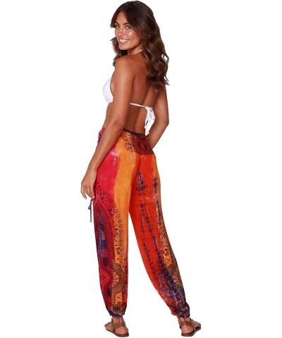 Harem Pants for Women Hippie Bohemian Casual Gypsy Pants, Ideal Yoga Pant - Baggy Boho Harem Pants Orange/Pink Tie Dye $11.85...