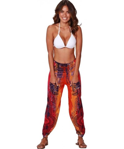 Harem Pants for Women Hippie Bohemian Casual Gypsy Pants, Ideal Yoga Pant - Baggy Boho Harem Pants Orange/Pink Tie Dye $11.85...