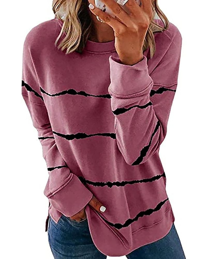 Womens Long Sleeve Tops Spring Shirts for Women 2024 Trendy Graphic Tees Business Casual Ladies Crew Neck Blouses Holiday Out...