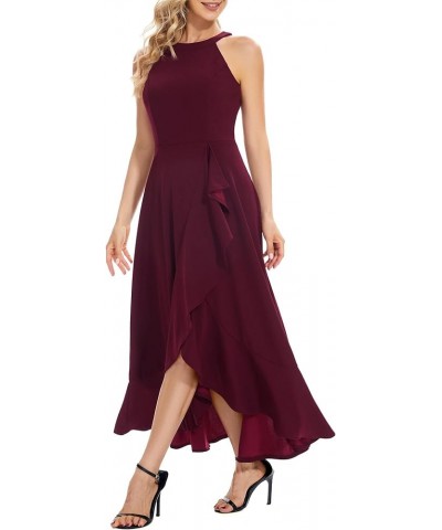 Womens Halter Split Hem Party Dress Elegant Long Formal Prom Dress Cocktail Wedding Guest Maxi Dresses A-burgundy $24.43 Dresses