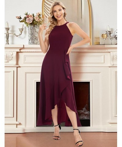 Womens Halter Split Hem Party Dress Elegant Long Formal Prom Dress Cocktail Wedding Guest Maxi Dresses A-burgundy $24.43 Dresses