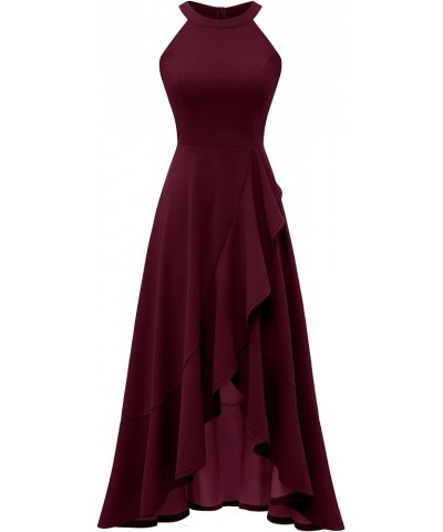 Womens Halter Split Hem Party Dress Elegant Long Formal Prom Dress Cocktail Wedding Guest Maxi Dresses A-burgundy $24.43 Dresses