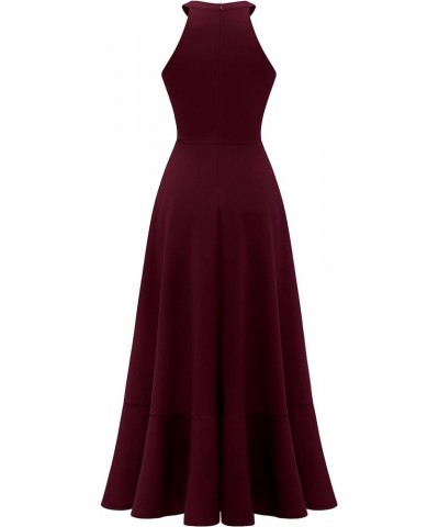 Womens Halter Split Hem Party Dress Elegant Long Formal Prom Dress Cocktail Wedding Guest Maxi Dresses A-burgundy $24.43 Dresses