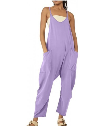 Womens Jumpsuits Sleeveless Spaghetti Strap Rompers Casual Loose Fit Overalls Onesie Pants with Pockets A15 $9.87 Overalls