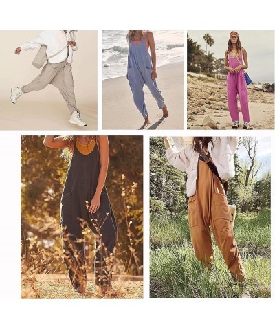 Womens Jumpsuits Sleeveless Spaghetti Strap Rompers Casual Loose Fit Overalls Onesie Pants with Pockets A15 $9.87 Overalls