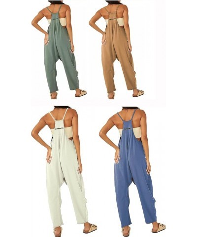 Womens Jumpsuits Sleeveless Spaghetti Strap Rompers Casual Loose Fit Overalls Onesie Pants with Pockets A15 $9.87 Overalls