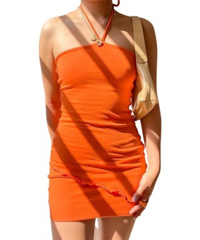 Womens Mini Dress Summer Sexy Sleeveless Slim Fit Club Party Bodycon Short Dress Y2k Beach Sundress Streetwear Orange $9.27 D...