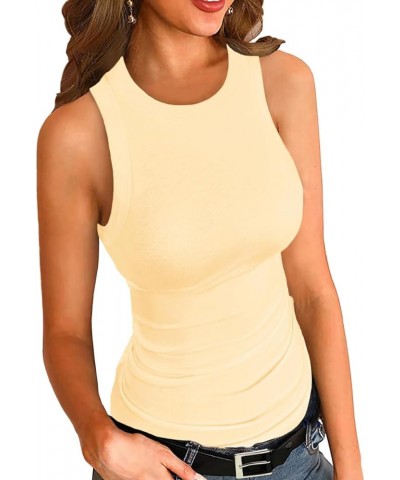 Women Tank Tops Summer Sleeveless Basic Cami Shirt Slim Knit Ribbed Racerback Blouses Apricot $11.51 Tanks