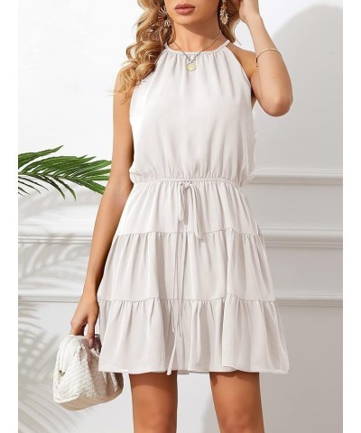 Summer Dress for Women Chiffon Blouses Skirt Spaghetti Sleeveless Tops Halter Ruffle Romper Sun Flowy Summer Outfits White $2...