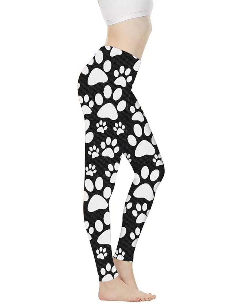 Christmas Leggings for Women High Waisted Yoga Leggings Plus Size Paw-black $14.24 Leggings