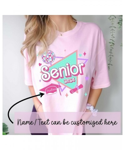 Personalized Senior 2024 Shirt - Custom Name Text Pink 80s 90s Senior Class of 2024 Tee Dark Heather $13.31 T-Shirts