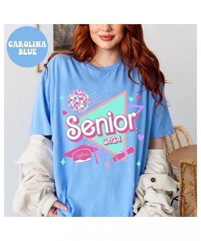 Personalized Senior 2024 Shirt - Custom Name Text Pink 80s 90s Senior Class of 2024 Tee Dark Heather $13.31 T-Shirts