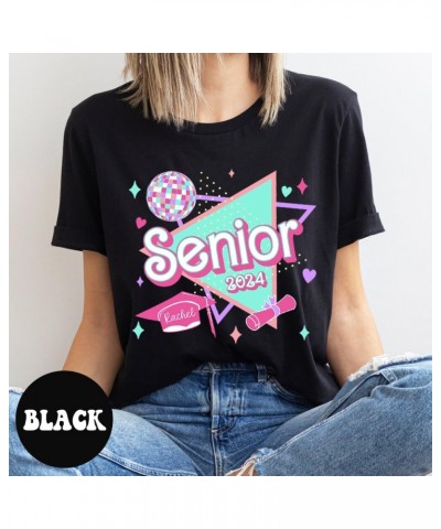 Personalized Senior 2024 Shirt - Custom Name Text Pink 80s 90s Senior Class of 2024 Tee Dark Heather $13.31 T-Shirts