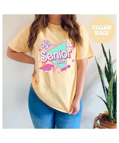 Personalized Senior 2024 Shirt - Custom Name Text Pink 80s 90s Senior Class of 2024 Tee Dark Heather $13.31 T-Shirts