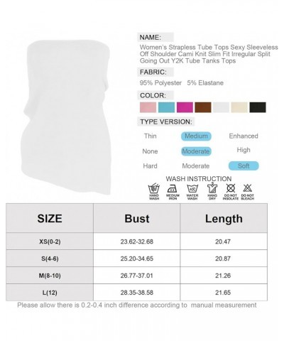 Women’s Strapless Tube Tops Sexy Sleeveless Off Shoulder Cami Knit Slim Fit Irregular Split Going Out Y2K Tube Tanks Tops Whi...