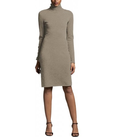 Women's 100% Cashmere Turtleneck Dress Beige Taupe $97.74 Sweaters