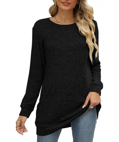 Sweaters for Women Long Sleeve Crewneck Sweatshirt Loose Casual Tunic Tops Black $12.50 Hoodies & Sweatshirts