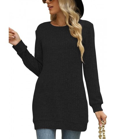 Sweaters for Women Long Sleeve Crewneck Sweatshirt Loose Casual Tunic Tops Black $12.50 Hoodies & Sweatshirts