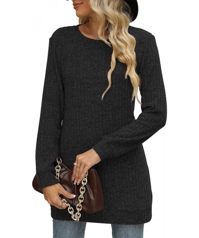 Sweaters for Women Long Sleeve Crewneck Sweatshirt Loose Casual Tunic Tops Black $12.50 Hoodies & Sweatshirts