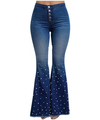 Kardashian Jeans,Women High Waisted Denim Stretch Slim Wide Leg Pants D-blue $10.03 Jeans