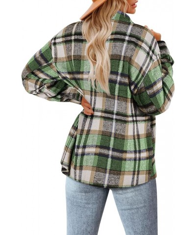 Women's Flannel Shirt Long Sleeve Shakets Button Down Thick Plaid Jackets Coats Fall Winter Z1- Bright Green $16.80 Blouses