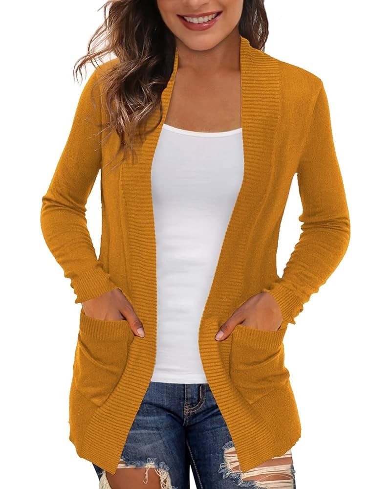 Women's Cardigans with Pockets Casual Lightweight Open Front Cardigan Sweaters for Women (S-2XL) Mustard $17.48 Sweaters