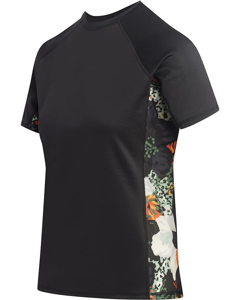 Women's Marina UPF 50+ Short Sleeved Active Rashguard & Workout Top Miranda Black $7.92 Swimsuits