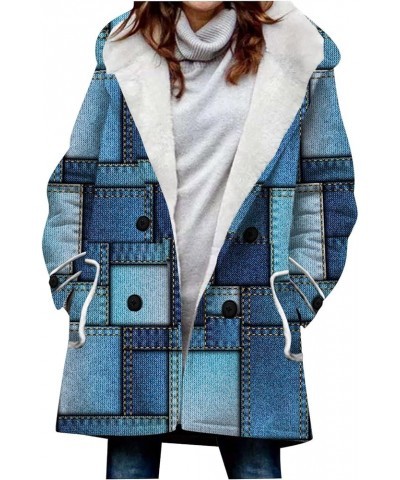 Womens Winter Coats,Women'S Warm Geometry Print Fleece Lined Hooded Long Puffer Jackets Double Breasted Qulited Coat 1-royal ...