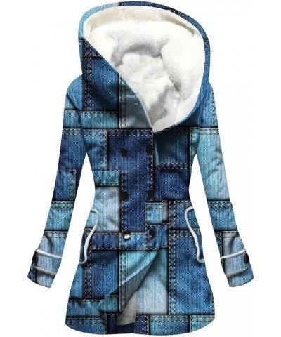 Womens Winter Coats,Women'S Warm Geometry Print Fleece Lined Hooded Long Puffer Jackets Double Breasted Qulited Coat 1-royal ...