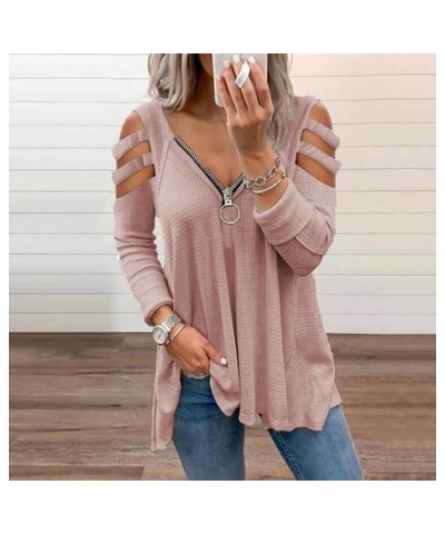 Women's Sexy Cold Shoulder Plus Size Lace Up Tunic Tops Low Cut V Neck T Shirts Flowy Blouse to Wear with Leggings Rainbow $1...