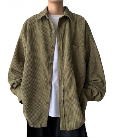 Women's Oversized Button Down Corduroy Shirt Jacket Coat Loose Fit Shacket Green $12.96 Jackets