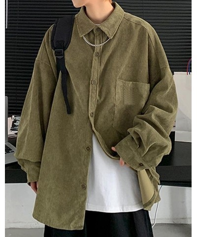 Women's Oversized Button Down Corduroy Shirt Jacket Coat Loose Fit Shacket Green $12.96 Jackets