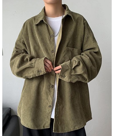 Women's Oversized Button Down Corduroy Shirt Jacket Coat Loose Fit Shacket Green $12.96 Jackets